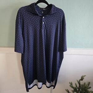 RLX Ralph Lauren Navy Polo with Subtle White Pattern